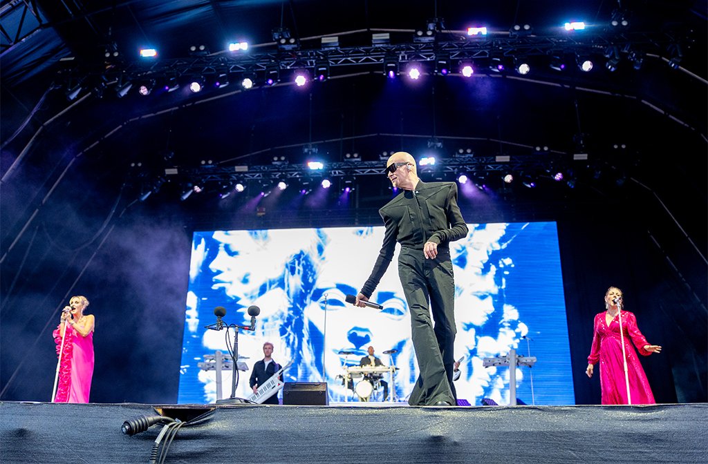 (l-r) Susan, Phil and Joanne of The Human League in Bedford Park, 10 July 2025. Image: Cuffe and Taylor