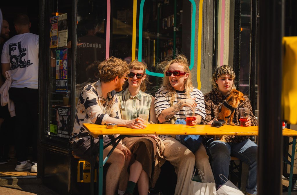 Al fresco drinkers at Beerfly on St Cuthbert's Street