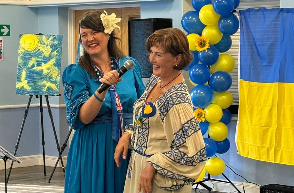 Katy Car and Oksana at last year's Ukrainian Independence Day celebrations in Bedford. Image PBIC