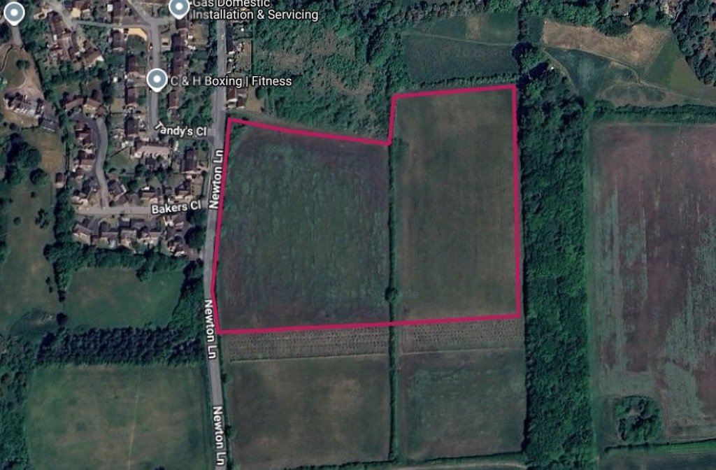 MyMaps screenshot of proposed new housing development in Turvey August 2025