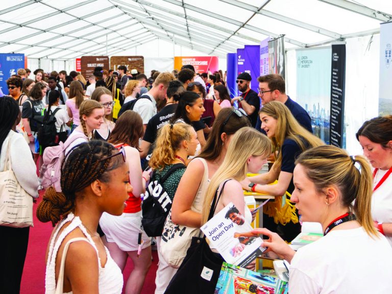 A crowd of students at the UCAS discovery day at the University of Bedfordshire.
