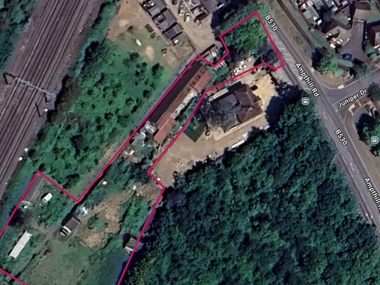 Google Maps screenshot of proposed site boundary for refused Wixams care home