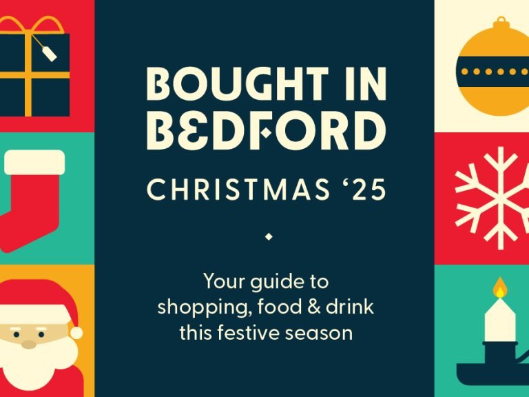 The logo for the Bedford Clanger's Bought in Bedford Christmas 2025 magazine. Your guide to shopping, food and drink this festive season.