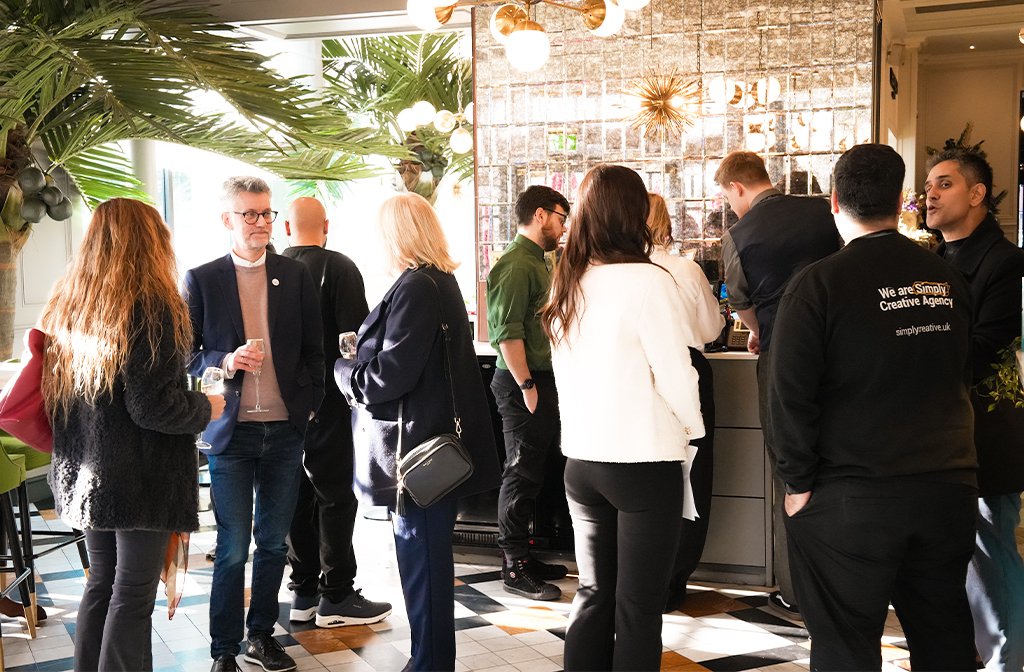 Bedford Business Lunch attendees chatting at Bedford Swan's Pen & Cobb December 2025. Image: Simply Creative