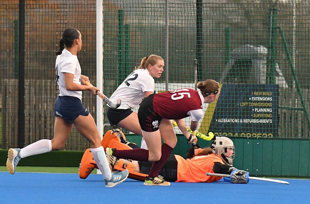 Bedford Hockey Club Ladies 1st XI in action against Ipswich