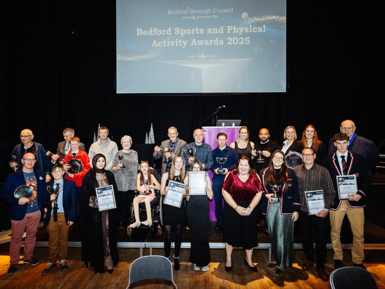The winners from the 2025 Bedford Sports & Physical Activity Awards.