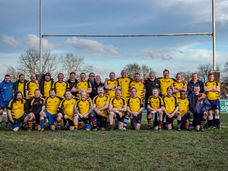 The Bedfordshire Super Vets rugby team at their latest charity match in Hertfordshire
