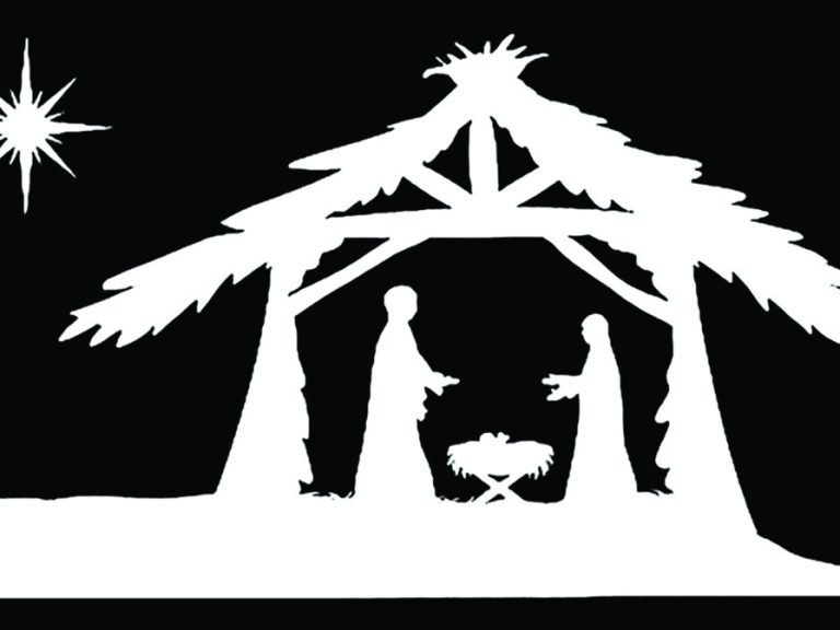 A silhouette of the nativity scene