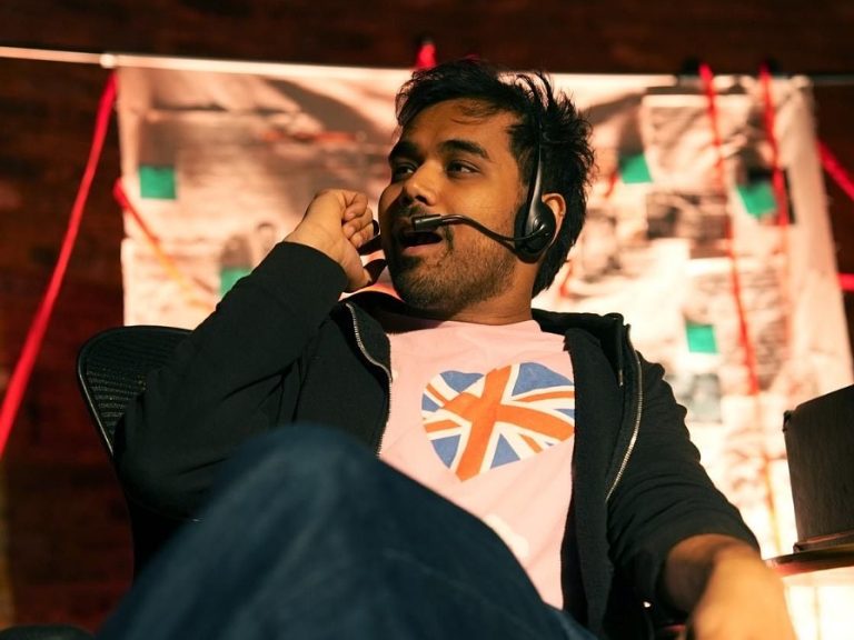 Mohit Mathur as Uday Kumar in 'Dial 1 for UK' at the Place Theatre