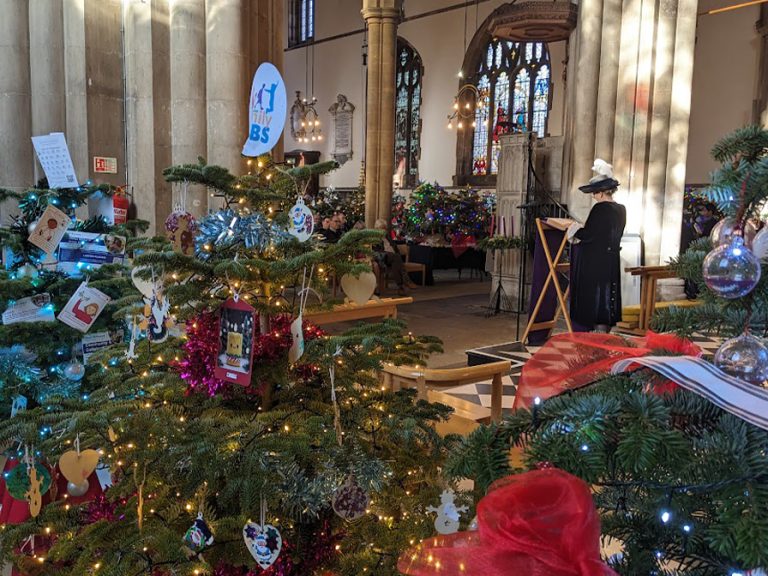 High Sheriff of Bedfordshire Camilla King delivers an opening speech at the 25th Bedford Christmas Tree Festival. Image: Bedford Christmas Tree Festival Committee