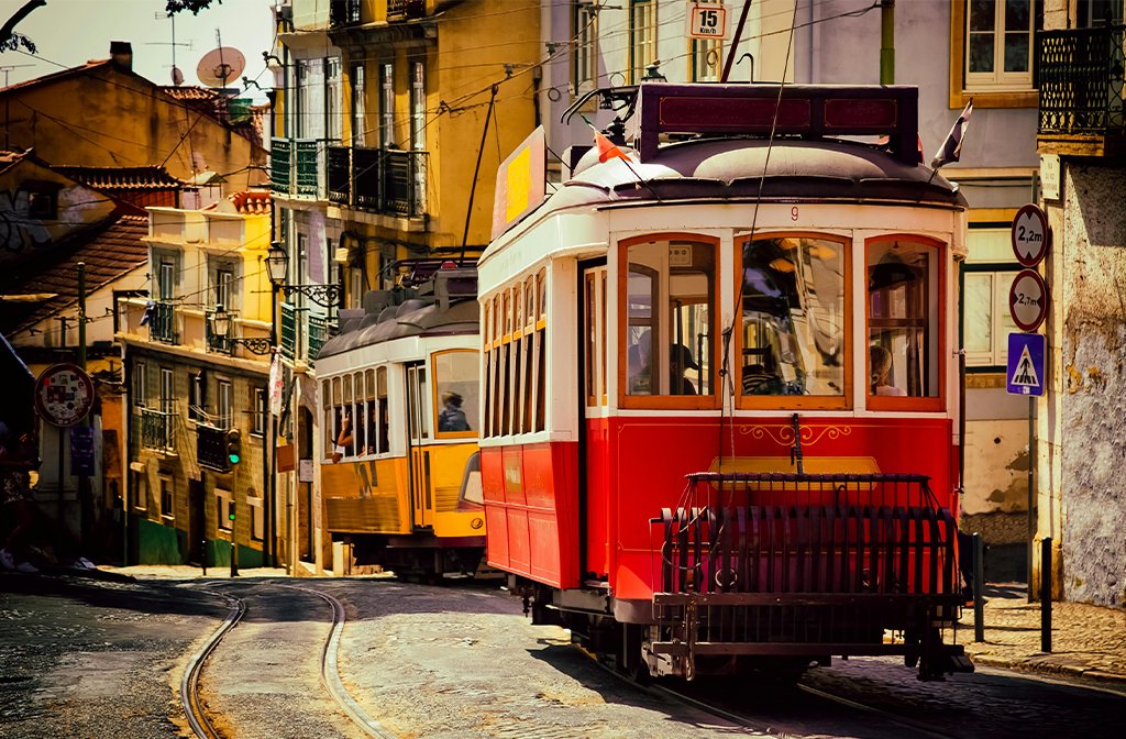 Historical Vintage Tram on Alfama district street in Lisbon city in Portugal Image Michał Ludwiczak Pexels