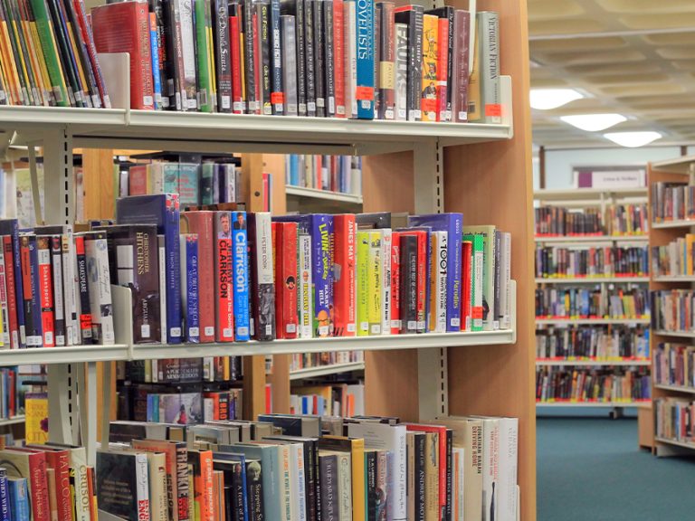 Inside a public library. Shelves of books. Taken In Bedford Library, United Kingdom on September 2012 Image Paul Burr/Shutterstock