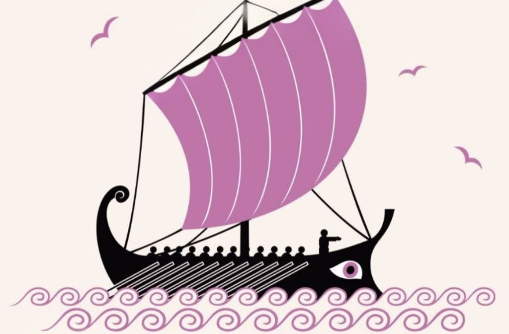 An illustration of a Greek ship powered by a dozen rowers to illustrate the performance of Jason and the Argonauts