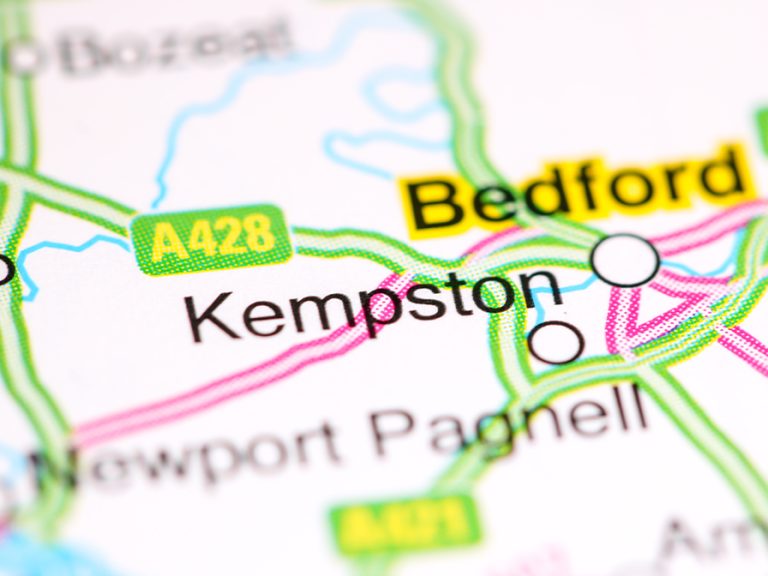 Kempston Bedfordshire Bedford on a map Image SevenMaps Shutterstock
