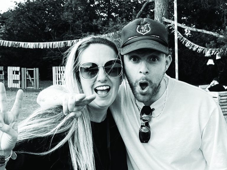 Music Pr, Louise Harris, with Bedford legend, Tom Grennan backstage at the Bedford Park Concerts