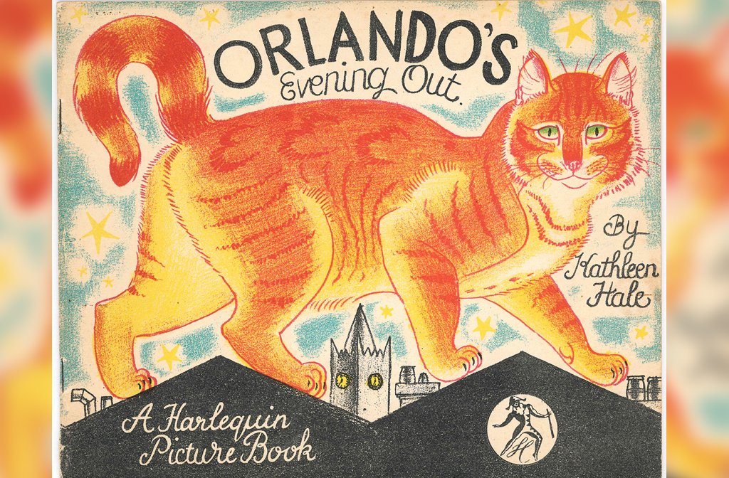 The cover of the Puffin Picture Book 'Orlando's Evening Out' featuring a big ginger cat
