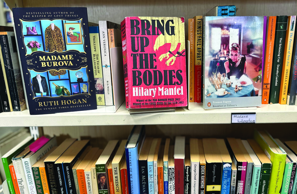 A selection of second-hand books at the Oxfam Books & Music shop in Bedford