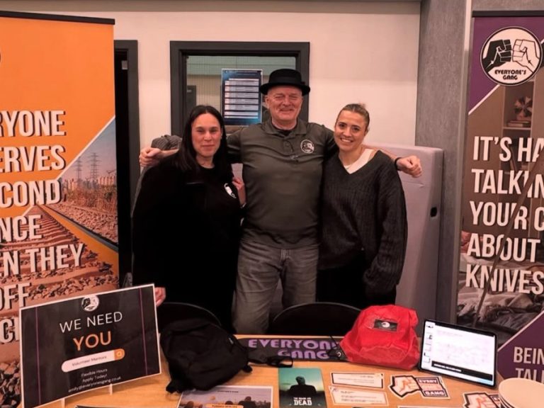 Pete Henrickson (centre), co-founder of Everyone's Gang, with Emily Wallbank, Managing Director and Cristina Del Greco, programme lead and mentor. Image: Everyone's Gang