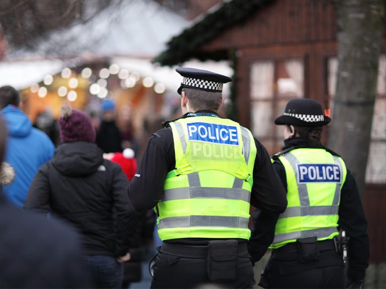 Police in hi-visibility jackets policing crowd control at an event Image Brian A Jackson Shutterstock