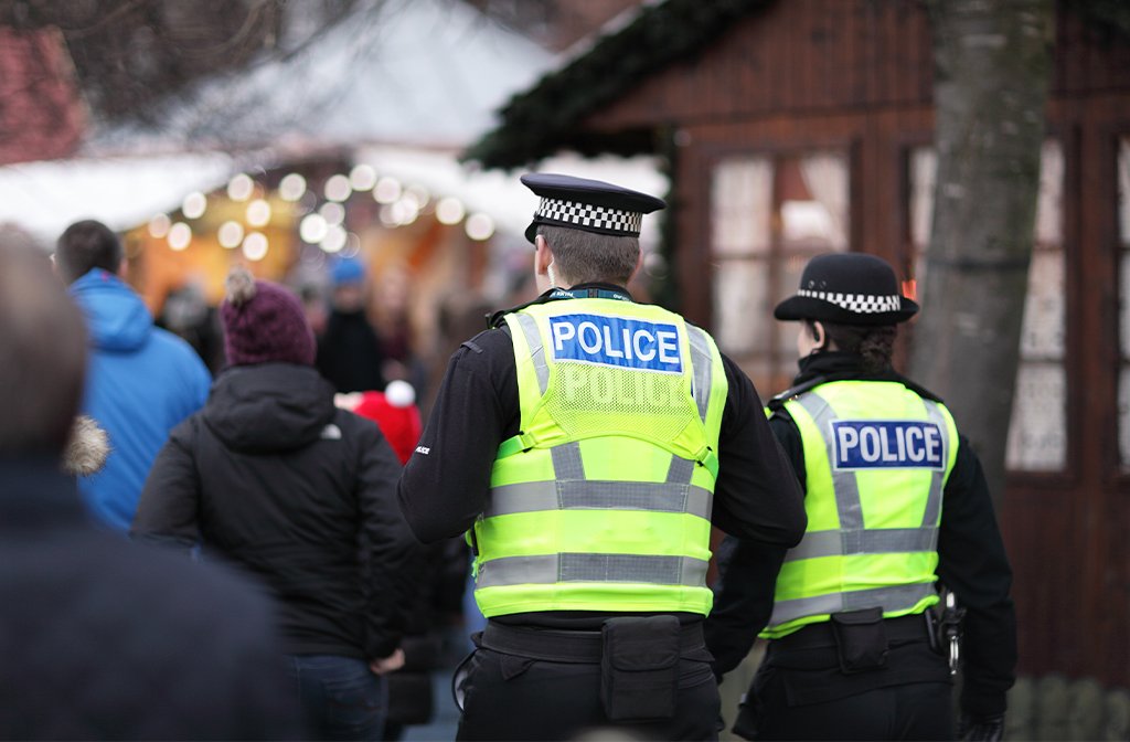 Police in hi-visibility jackets policing crowd control at an event Image Brian A Jackson Shutterstock