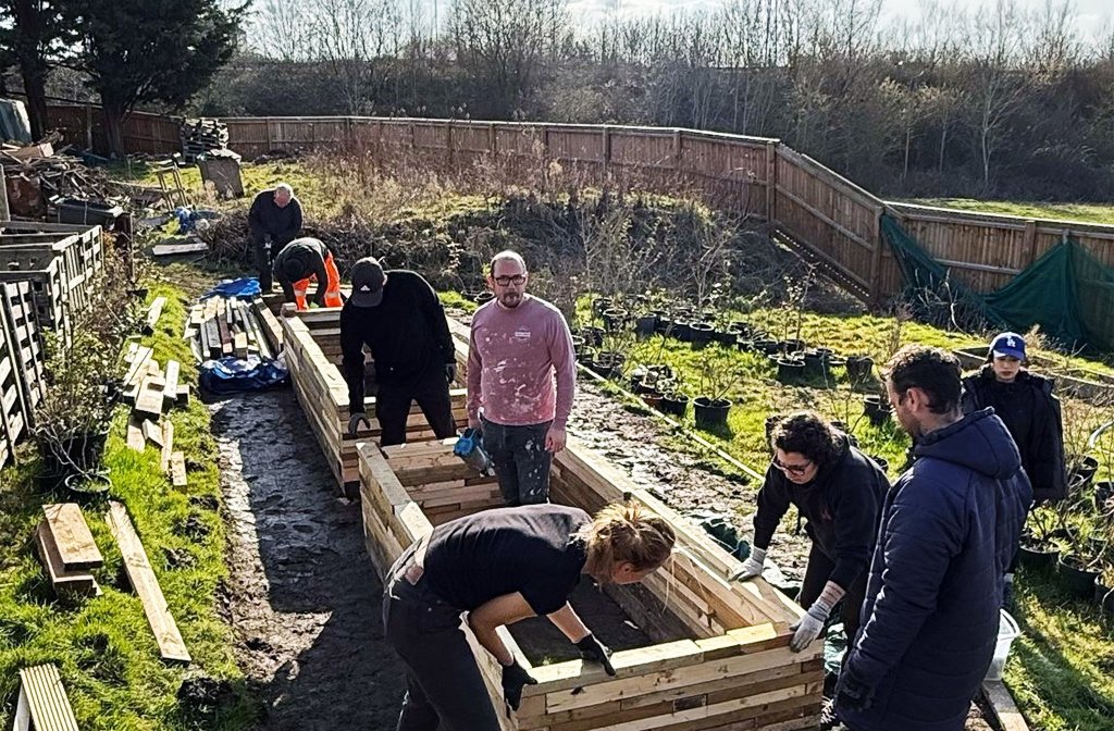 Rotary RGO at BOLD building raised flower beds for their service users Image Rotary RGO