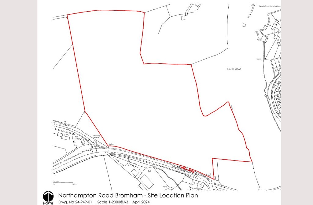 Screenshot of the location for proposed 179 new homes in Bromham Source: planning submission by Kler Group Ltd