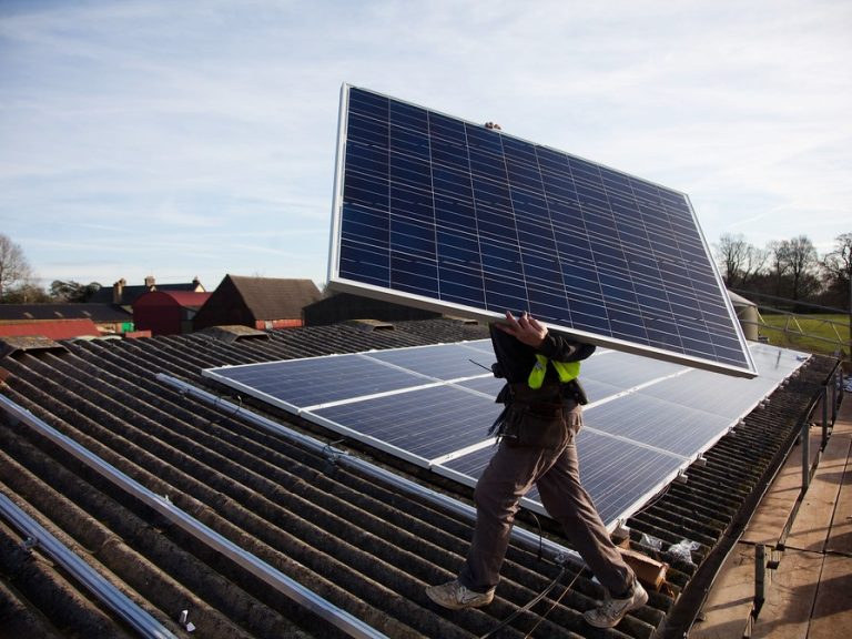 Solar panels being installed
