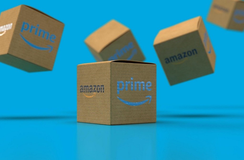 Stock image from Pixabay of a collection of Amazon Prime delivery boxes