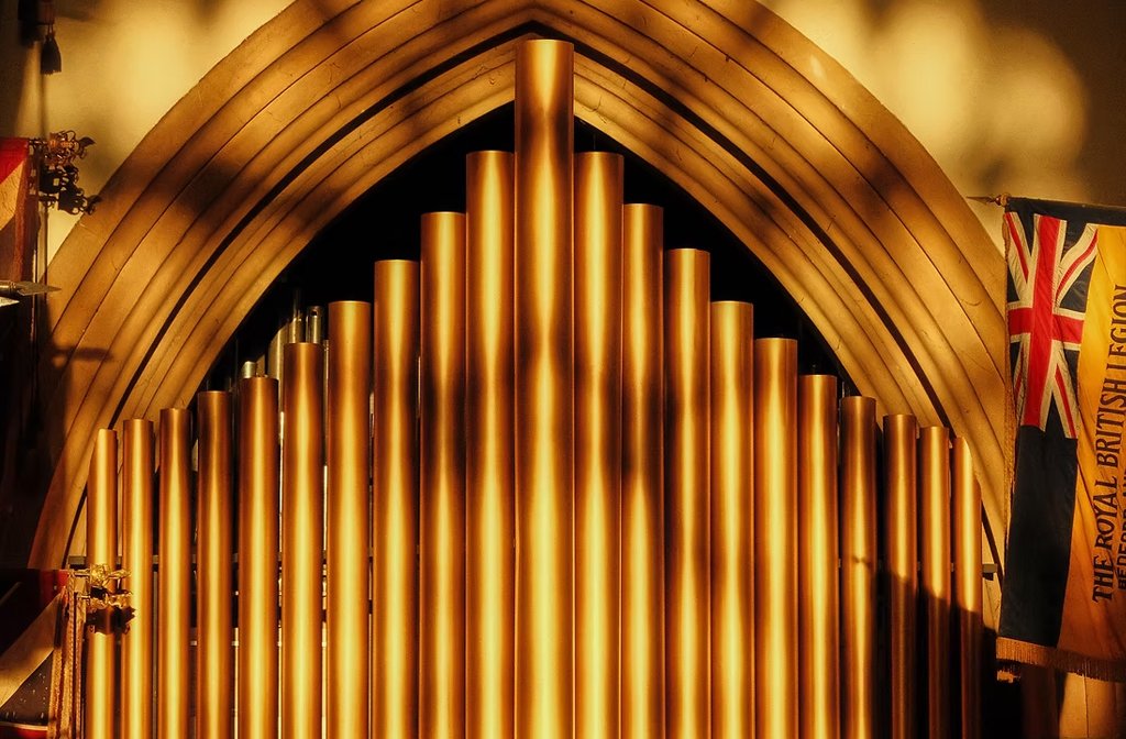 The organ pipes at St Paul's Church in Bedford
