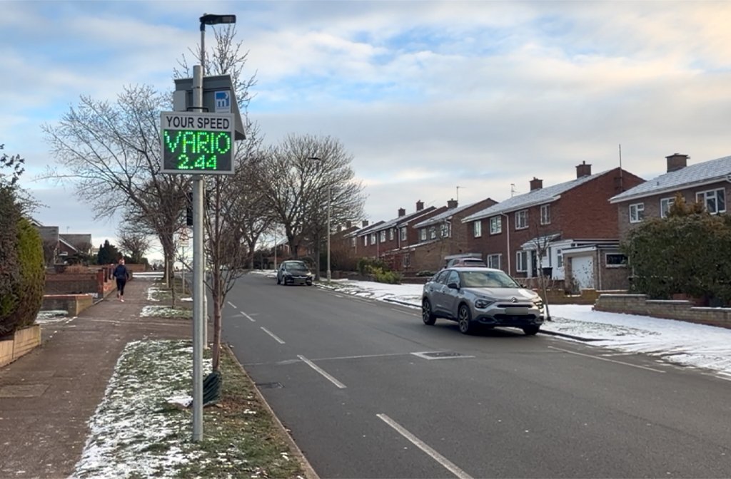 Vario speed sign Haylands Way, Bedford 6 January 2026