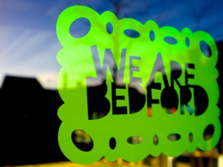 We Are Bedford collage in a shop window Image Shaun Armstrong