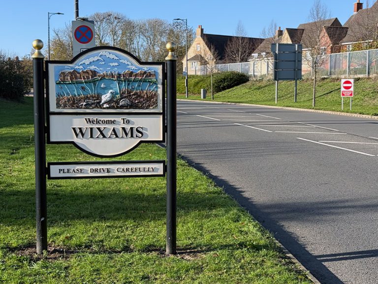 Welcome to Wixams road sign Image Bedford Independent