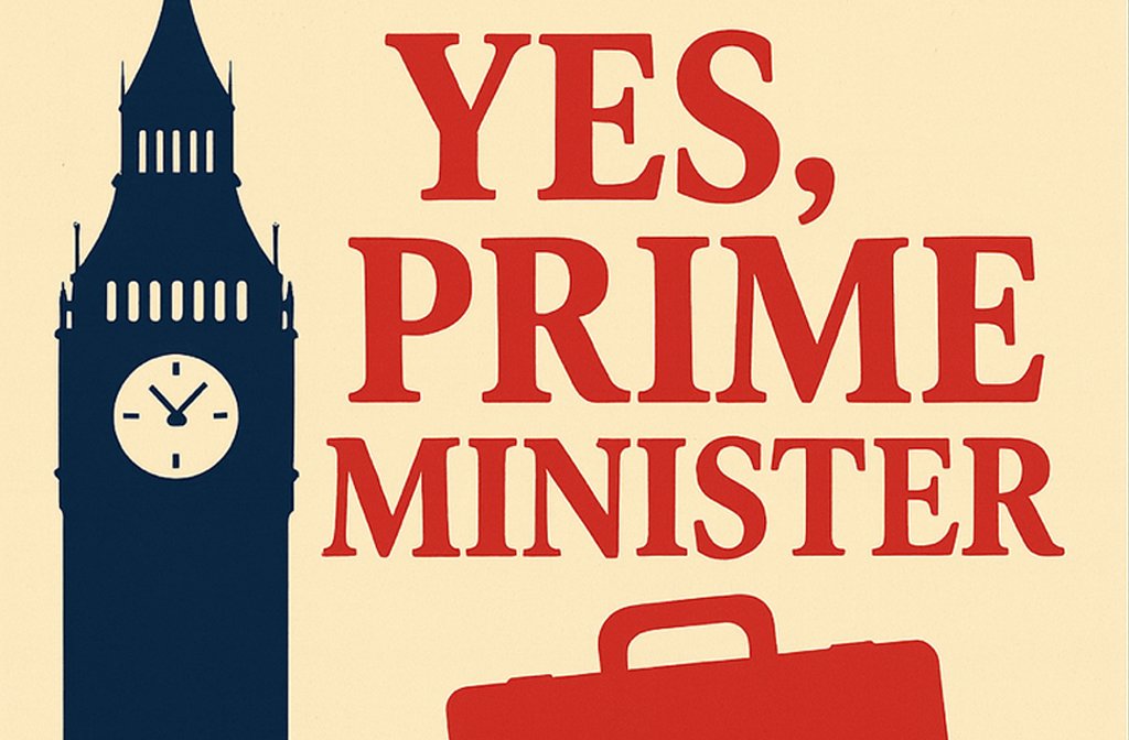 A silhouette of Big Ben and a red parliamentary dispatch box under the words Yes, Prime Minister