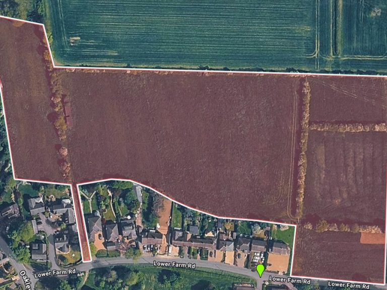 Approximate location for the development site in Bromham. Screenshot Google MyMaps Map data (C)2029 Imagery (C)2026 Airbus, Maxar Technologies Image: LDRS
