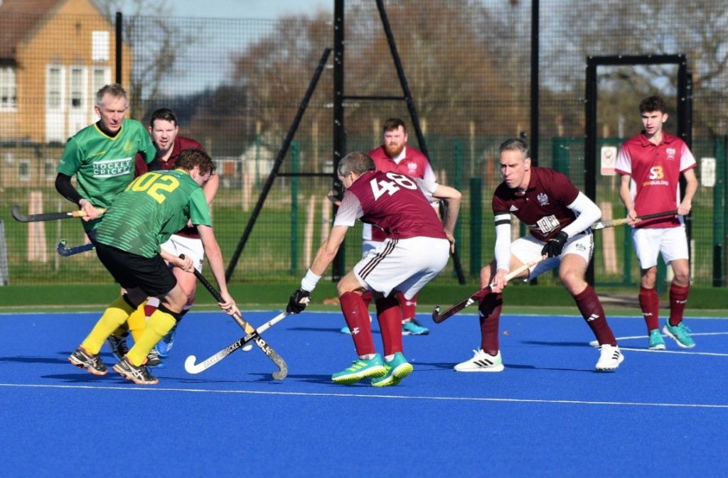 A Bedford Hockey Club Men's team in action at Chester Road