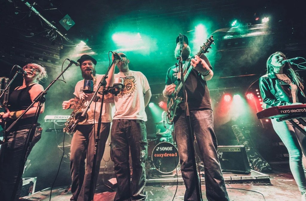 The members of Easydread performing on stage