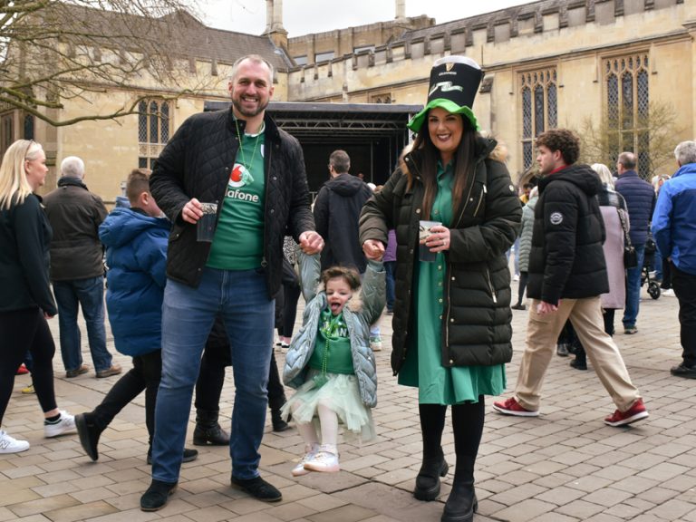 Families congregate in Harpur Square to celebrate St Patrick's Day in Bedford