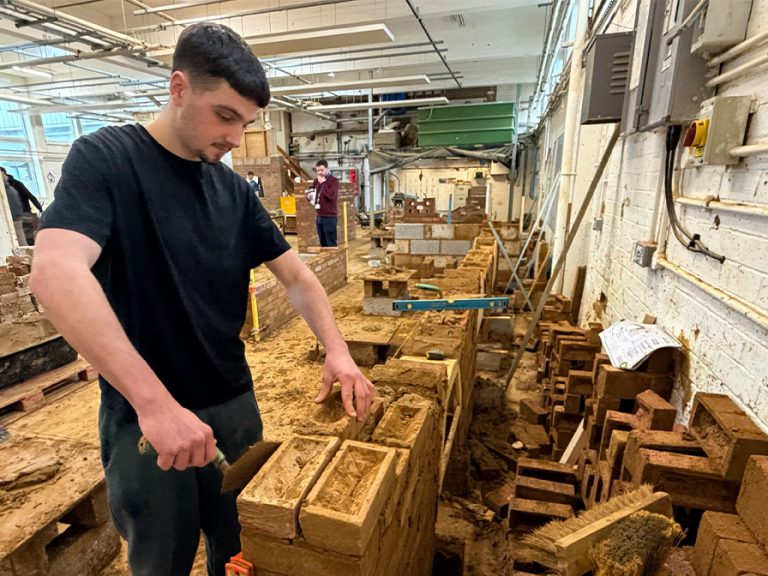 Michael Smiley is studying Bricklaying through an apprenticeship at Bedford College. Image: Bedford Independent