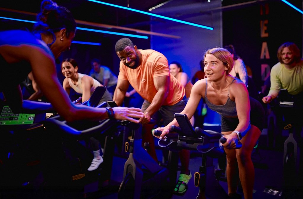 Stock photo of a spin class