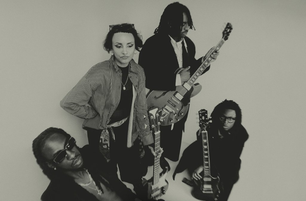 Black and white image of the band Whitelands