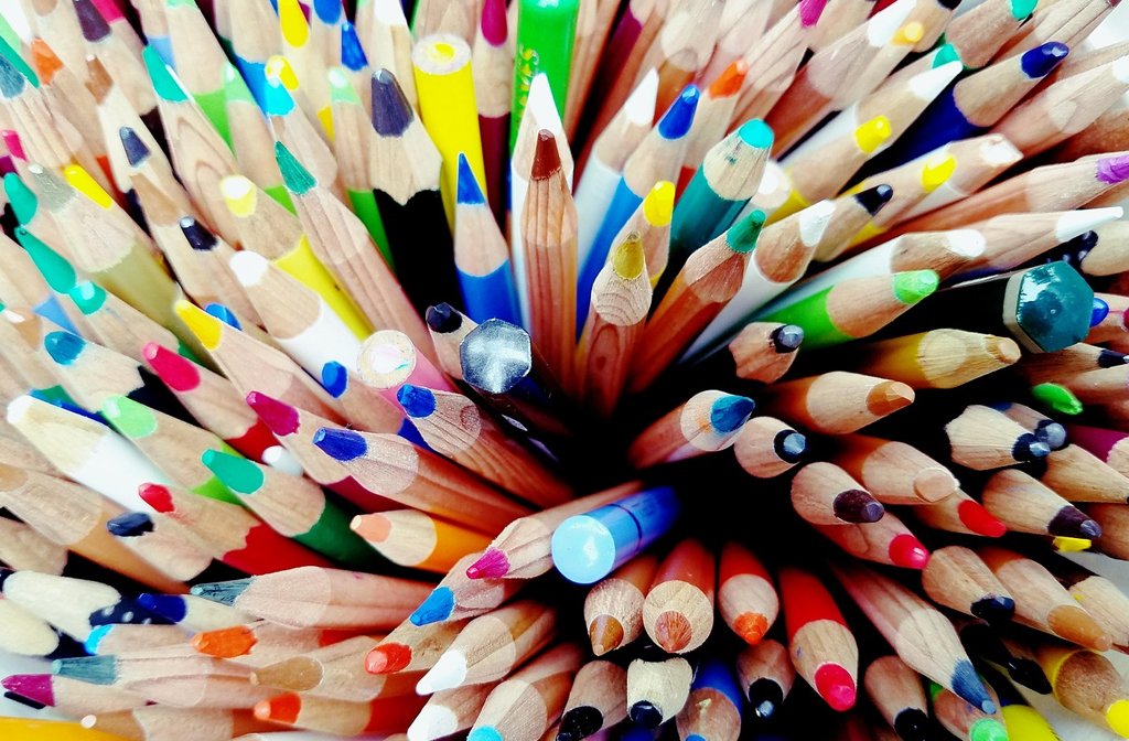 Coloured pencils photographed from above