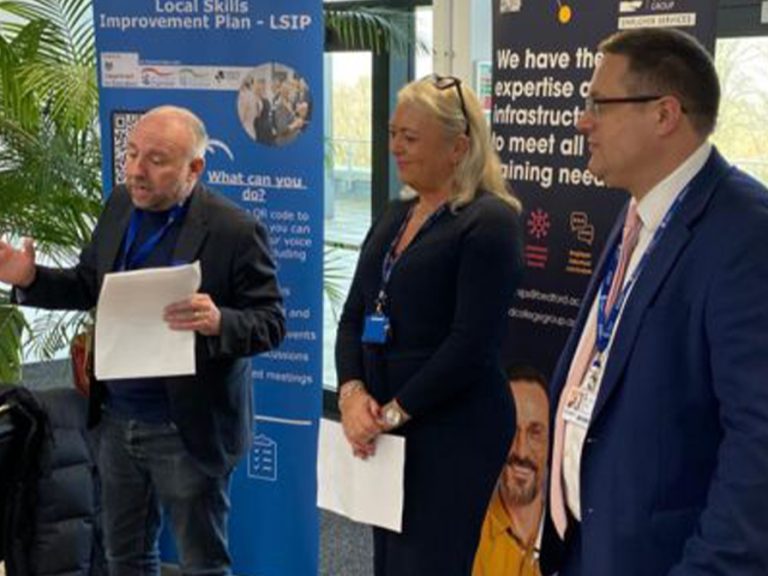 (l-R) Justin Richardson, Gina Bubbins and Robin Webber-Jones open up the student led Bedfordshire Chamber of Commerce event on 10 February 2026. Image: The Bedford College Group