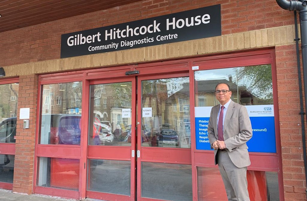 Bedford & Kempston MP, Mohammad Yasin (Labour) outside Gilbert Hitchcock House, Kimbolton Road, Bedford. Image: Office of Mohammad Yasin MP