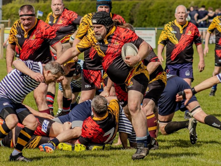Bedfordshire Barbarians Vets Rugby Team in action against Middlesex