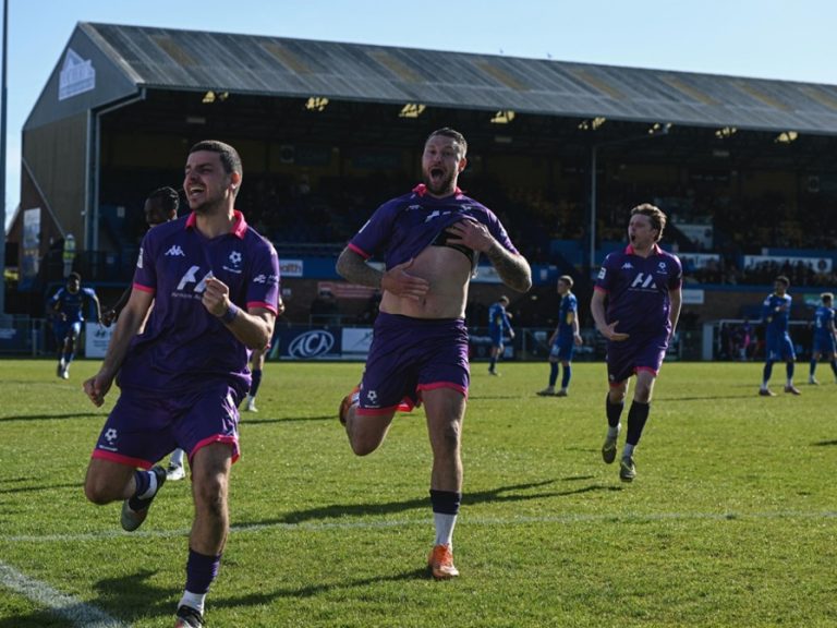 George Moncur celebrates scoring a later winner at Kings Lynn
