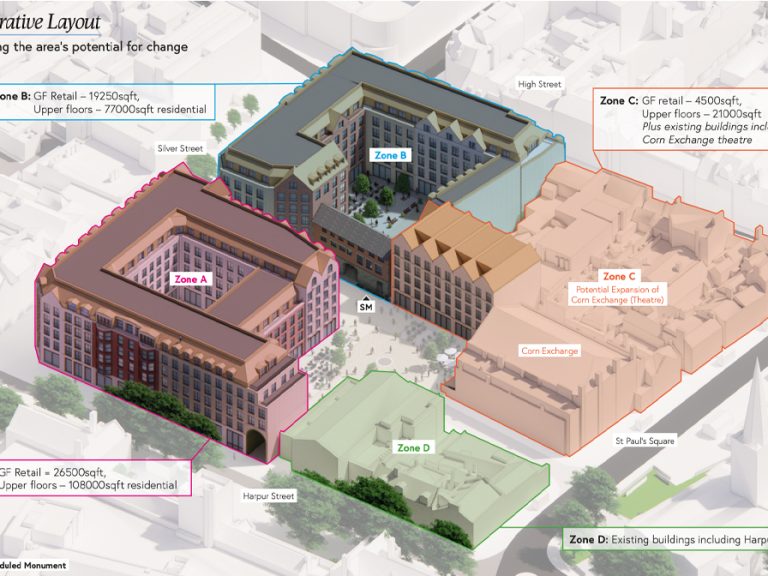 Mayes Yard development plans. Image Bedford Borough Council