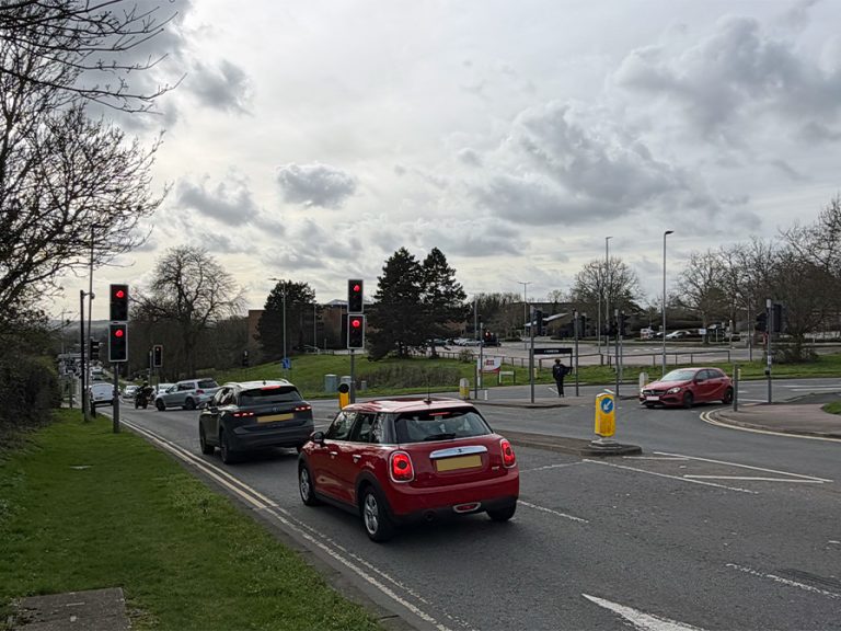 T-junction traffic lights Manton Lane and Brickhill Drive Image Bedford Independent