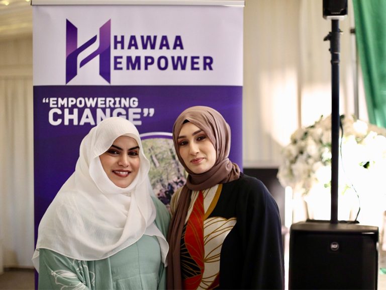 (l-r) Zahra Hanif from the Muslim Council of Britain with Hawaa Empower Director Shapna Khanam Image Hawaa Empower Tamjidul Abedin