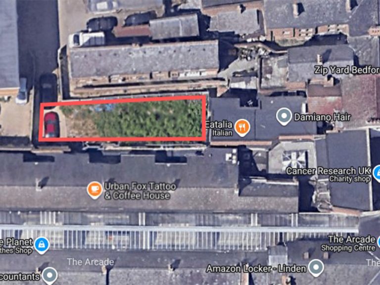 Approximate location for proposed flats on 72–74 Bedford High Street Image Google MyMaps Map Data (C)2026 Imagery (C)2026 Airbus, Maxar Technologies via LDRS
