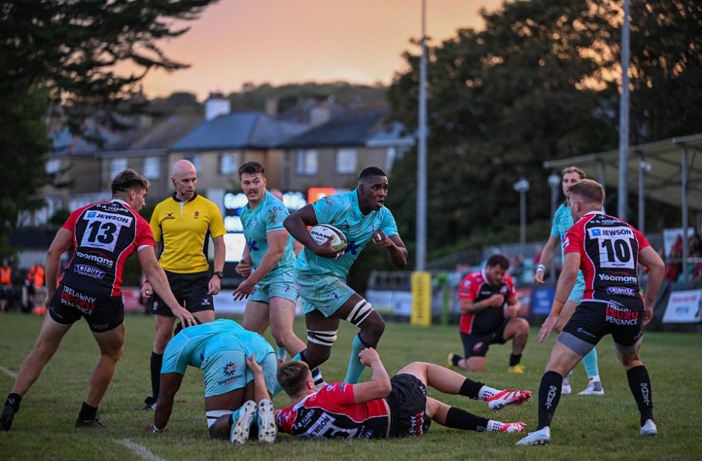 Bedford Blues in action in Penzance against Cornish Pirates in a pre-season game in August 2025